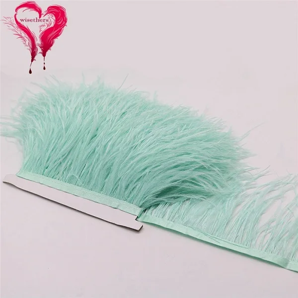 Mint Green 50 цветов 1 метр Ширина 10-15 см Прекрасный пуховый пушистый окрашенные красочные страусиные перья атласная ленточная отделка бахромы украшения одежды - Цвет: Mint Green