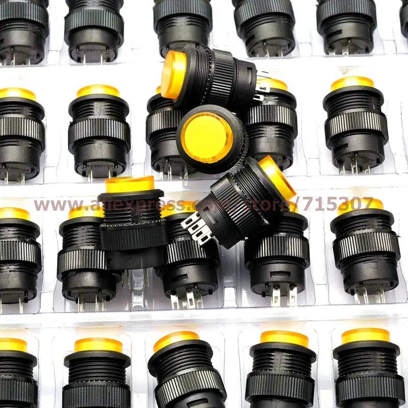 PHISCALE 20 шт. кнопочный переключатель диаметром 16 мм круглая самоблокирующаяся с