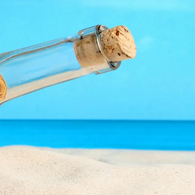 3 Панели Современная картина с изображением бутылки на пляже пейзаж голубым