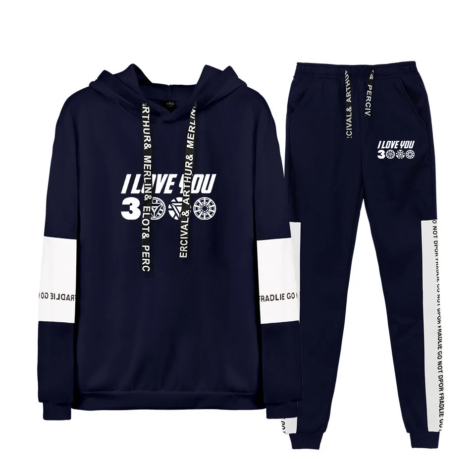 I love you 3000 Print Casual Popular long sleeve hood+trousers Set Hoodies Sweatshirt fashion Streetwear Winter/Autumn 2XS-4XL | Женская