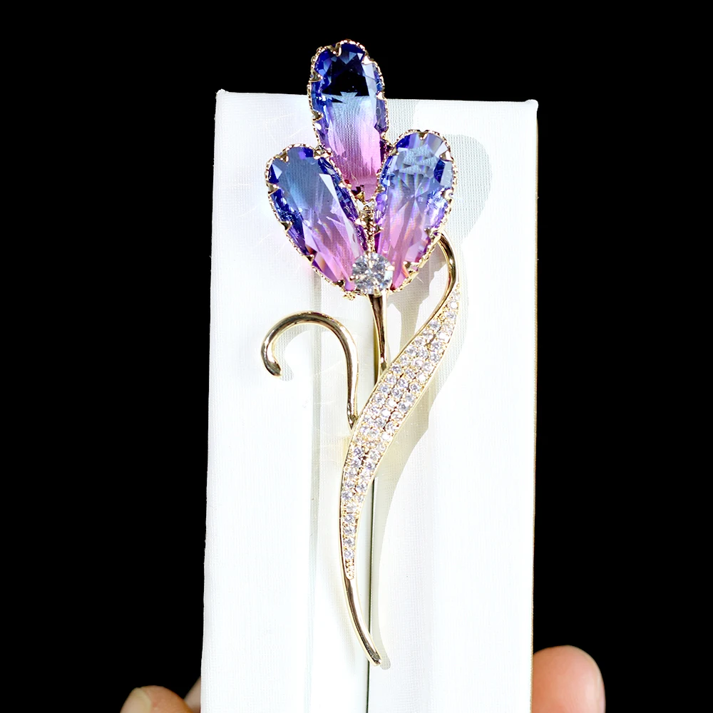ASNORA Elegante broche de flores para mujer vestido de novia accesorios pin broche Colares purpura violeta broche