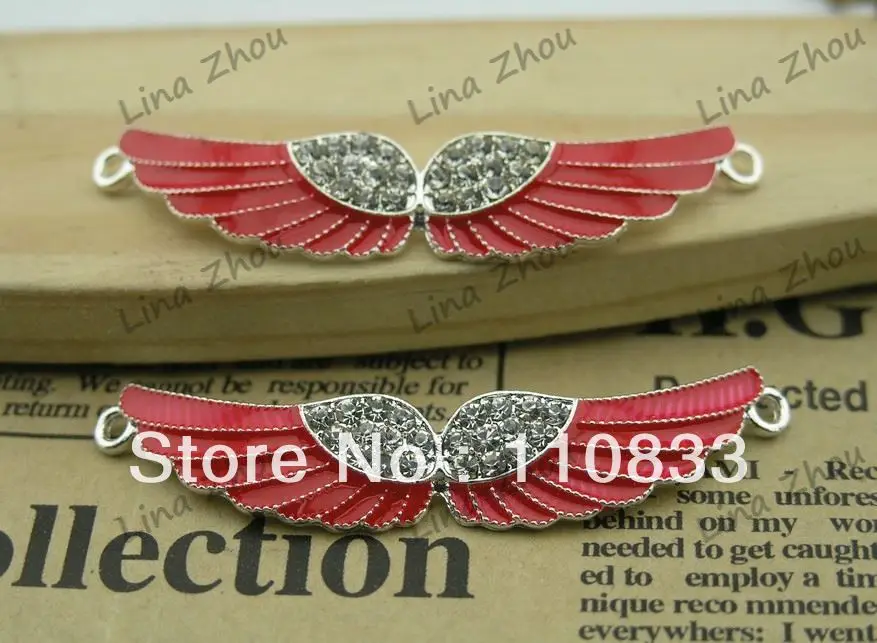 Free Shipping! Wholesales: 10PCS Angel Wings DIY Spacer Pave Connector For Bracelet and Jewelry Makings-Optionally | Украшения и