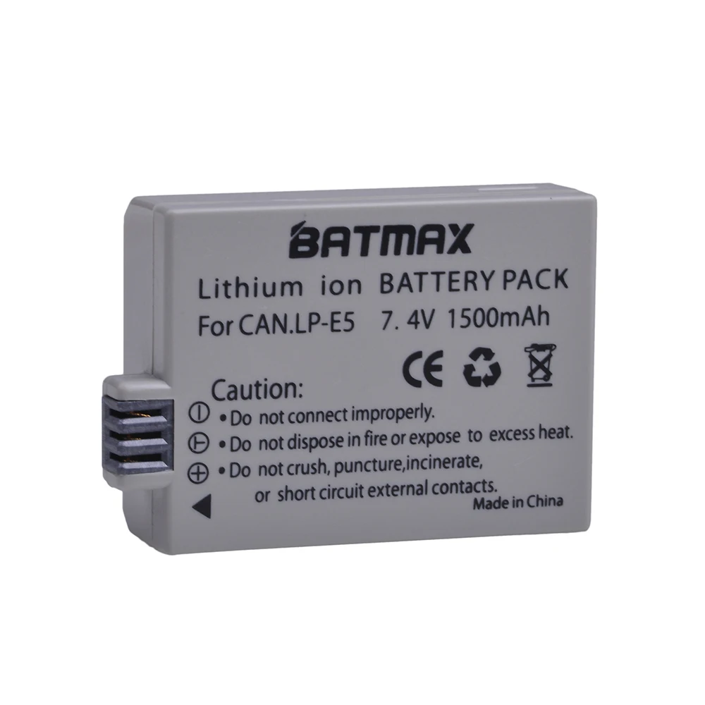 Аккумулятор Batmax для Canon EOS 450D 500D 1000D Kiss X3 F Rebel Xsi 1 шт. 1500 мА · ч аккумулятор LPE5 LP E5 |