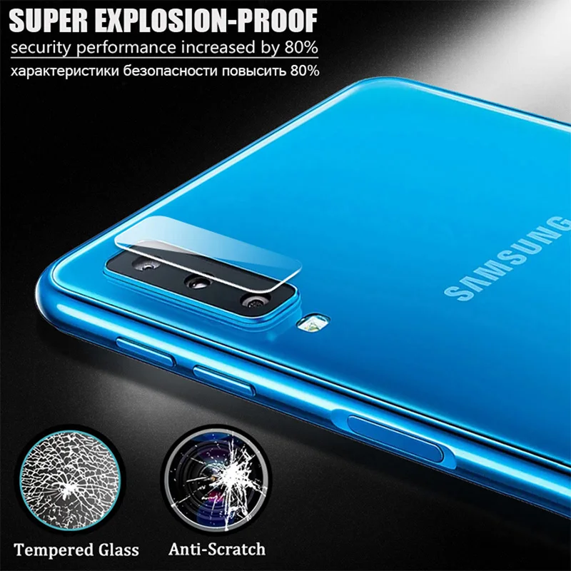 2 шт. задняя камера закаленное стекло пленка для Samsung A7 A9 2018 чехол аксессуары