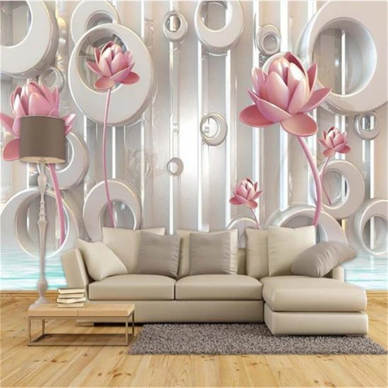 

beibehang Customized Wallpaper 3D Mural Fashion HD Golden Lotus Series Home Living Room TV Background Wall papel de parede