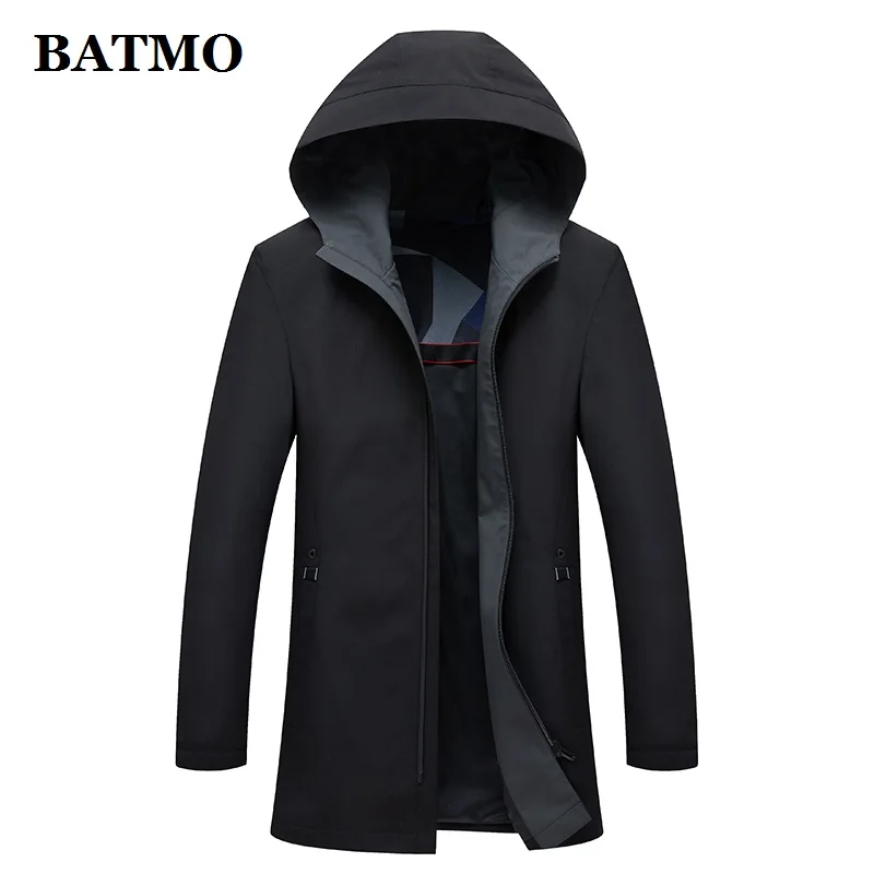 

BATMO 2019 New brand spring summer casual outwear men hooded jacket mens jackets and coats black windbreaker mens overcoat 6902