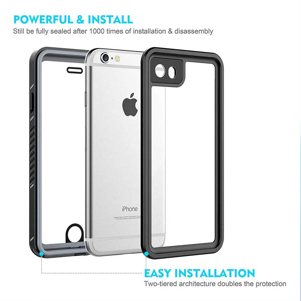 Waterproof Case for iPhone 6 Plus/ 6S Plus - Underwater Full Body Clear Protective Cover with Military Tested Shockproof Design |