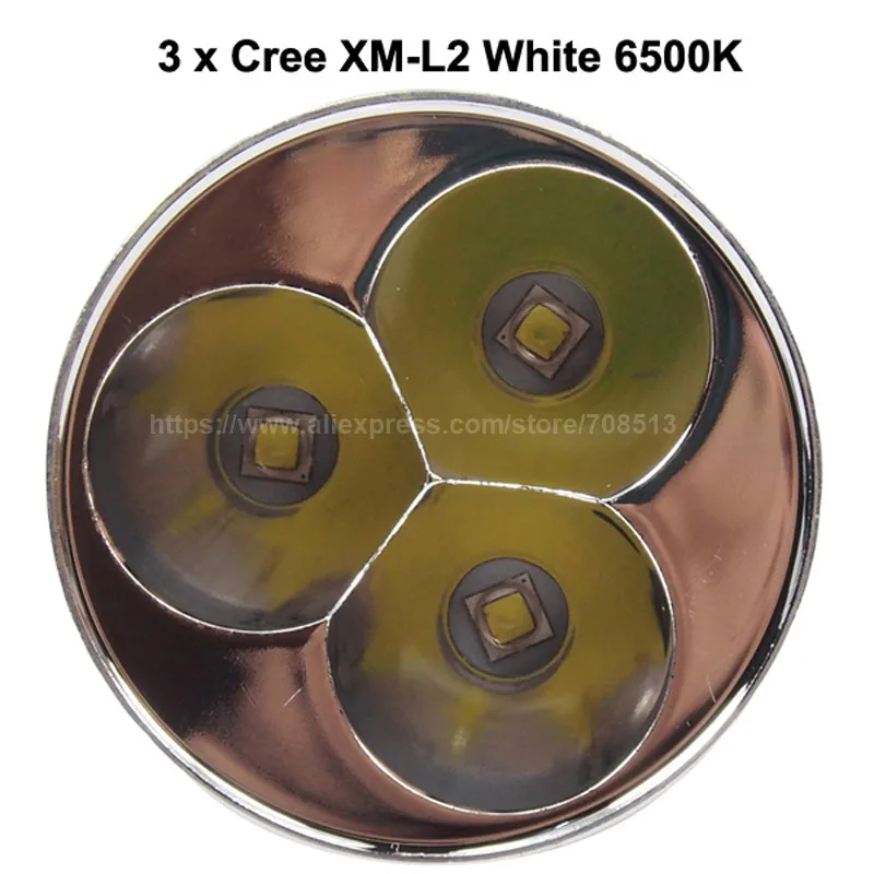 3 x Cree XM-L2 U3 белый 6500 K/нейтральный белый 4500K 3800 люмен 8,4 V светодиодный фонарь TrustFire 3T6(диаметр 51 мм