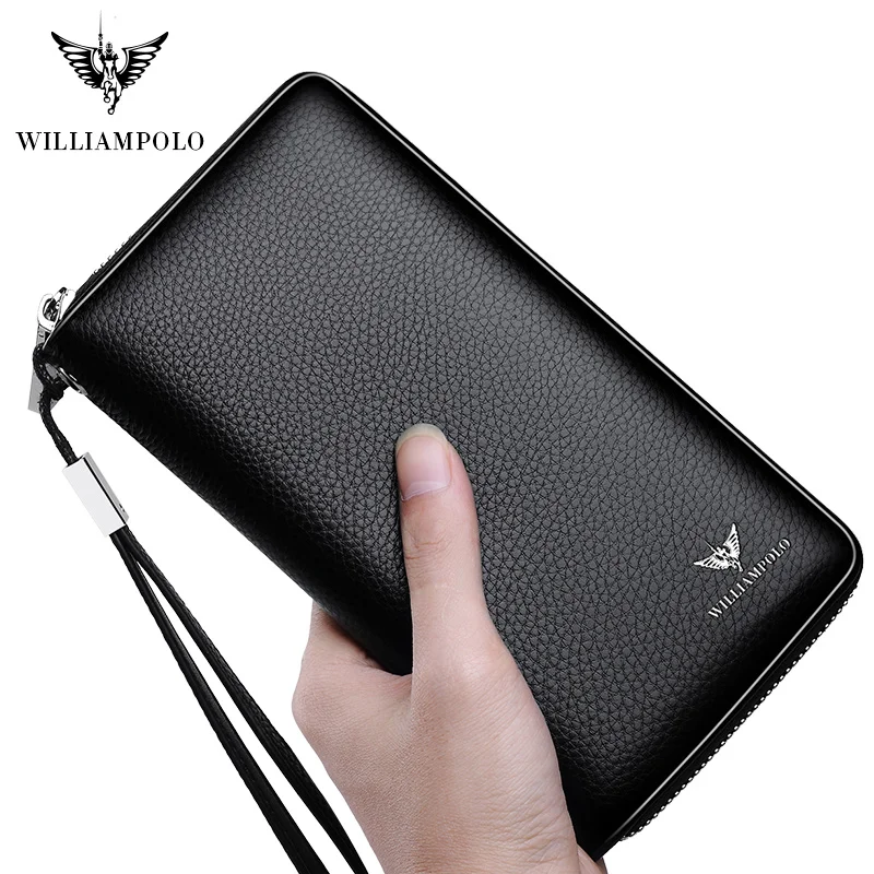 Длинные кошельки WILLIAMPOLO из натуральной кожи мужской держатель для мобильного