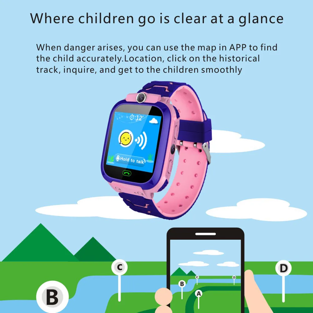 1.44 inch Screen Kids Bluetooth Smart Watch Wrist Fashion New GPS Tracker for Boys Girls with Camera Wwatch With Gps | Электроника