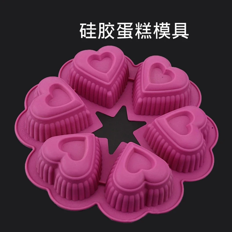 

6 Holes Heart Shape Silicone Cake Molds Silicone Jelly Pudding Chocolate Mold Handmade Soap Mould