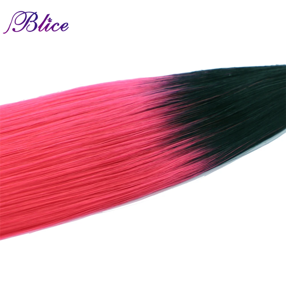 Blice Synthetic Omber Hair T1B/Red Long Straight Hair Weaving 3 Bundles Deal Hair Weft Colorful Hair Pieces For Girls