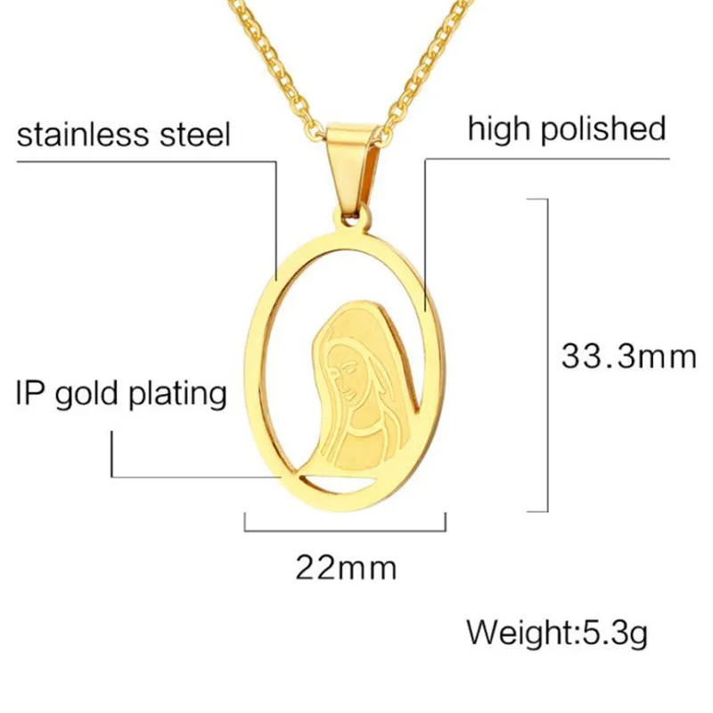 33.3MM stainless Steel the Virgin Mary pendant for Woman figure Gold color religion friend gift | Украшения и аксессуары