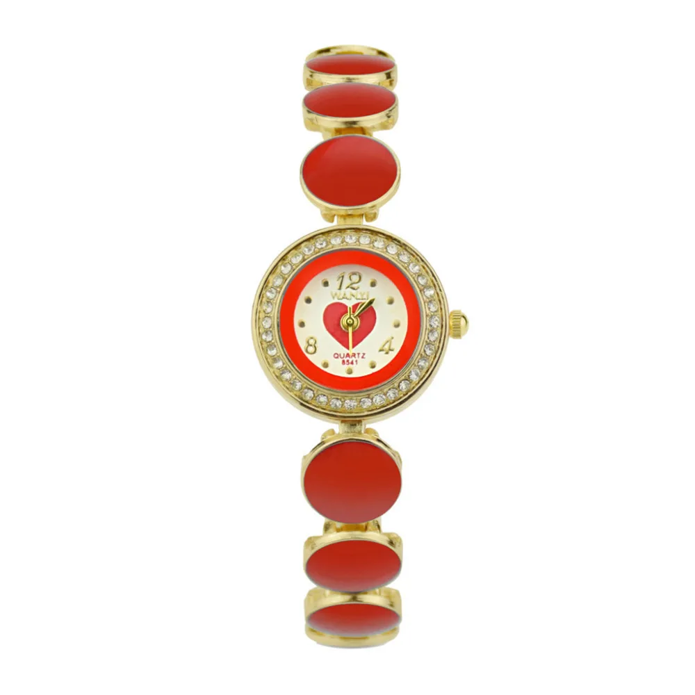 Женские круглые полностью бриллиантовые Аналоговые кварцевые наручные часы