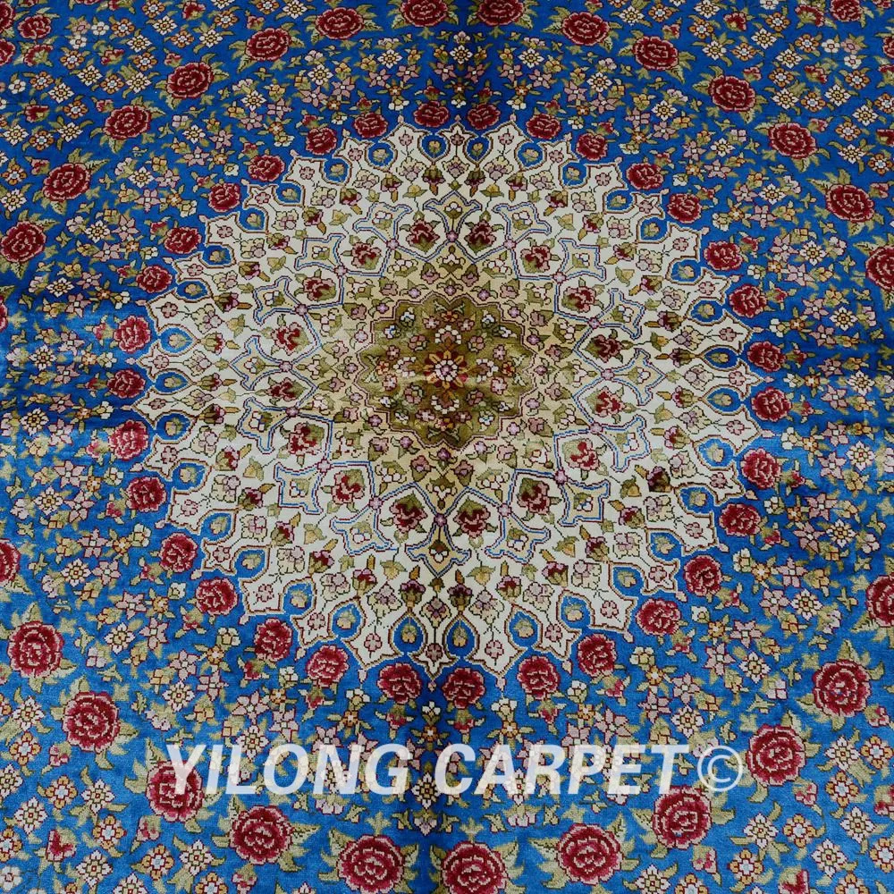 Yilong 9 'x 12' Vantage классический ковер большой старинный синий медальон Кашмир