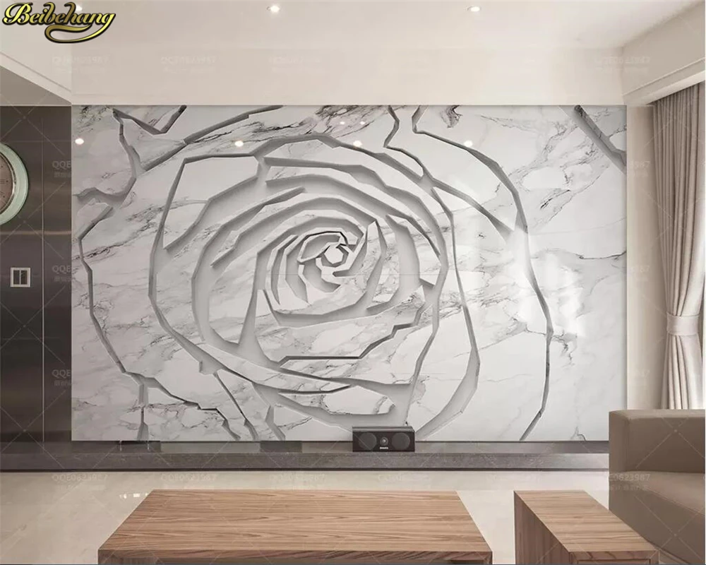 beibehang Custom photo wallpaper mural jazz white marble texture stitching 3d rose TV background wall papers home decor | Обустройство