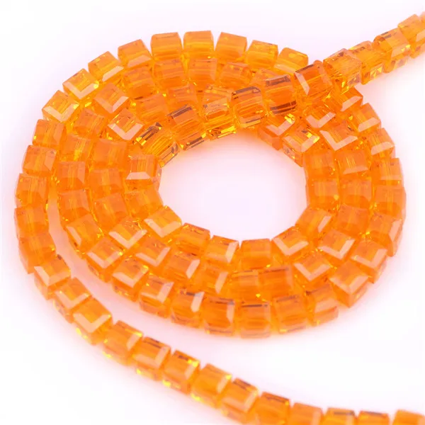 orange Zhubi Роскошная обувь с украшением в виде кристаллов бисера кубика 6/8 мм Подвески чешские покрытием Стекло свободные Квадратные бусины ремесел бусины для изготовления ювелирных изделий - Цвет: orange