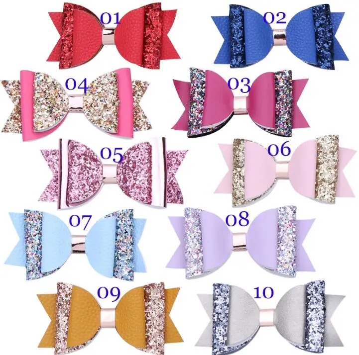 

24Pcs/Lot,Hanmade Glitter Leather KnotBow Baby Hair Clip Set,Girls Fabric Hairpins,DIY Hair Barrette,Women Hairband Accessories