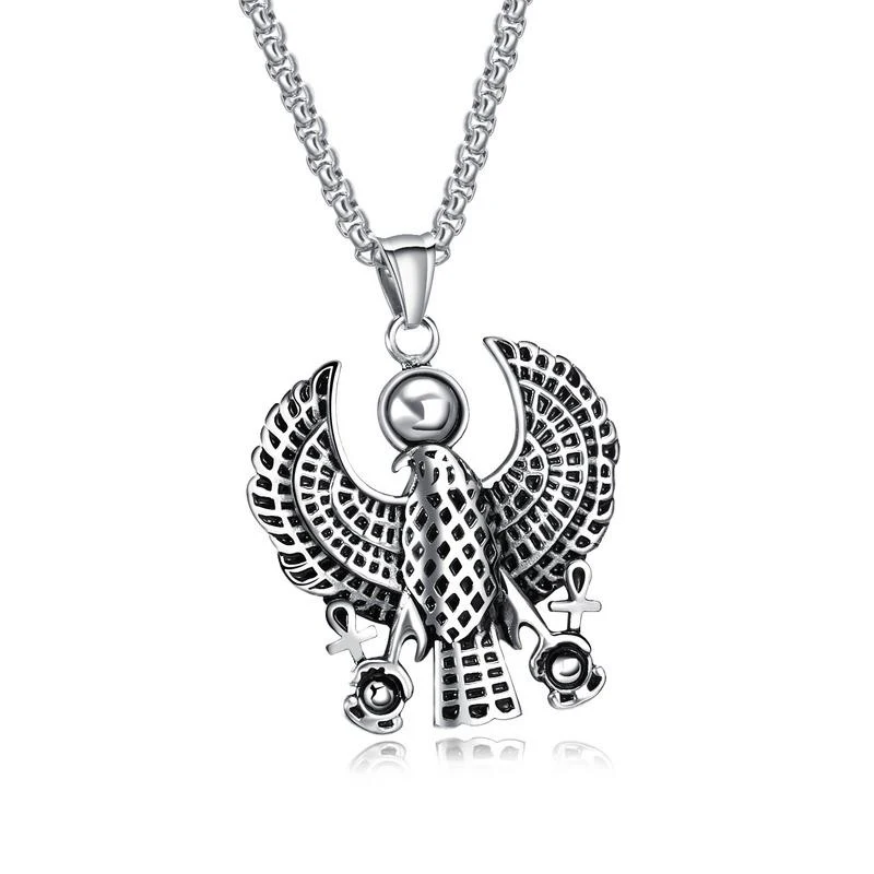Hip Hop Rock Titanium Steel Egypt Ankh Cross Eagle Horus Pendants &amp Necklace for Men Jewelry Gold Silver Color Black | Украшения и