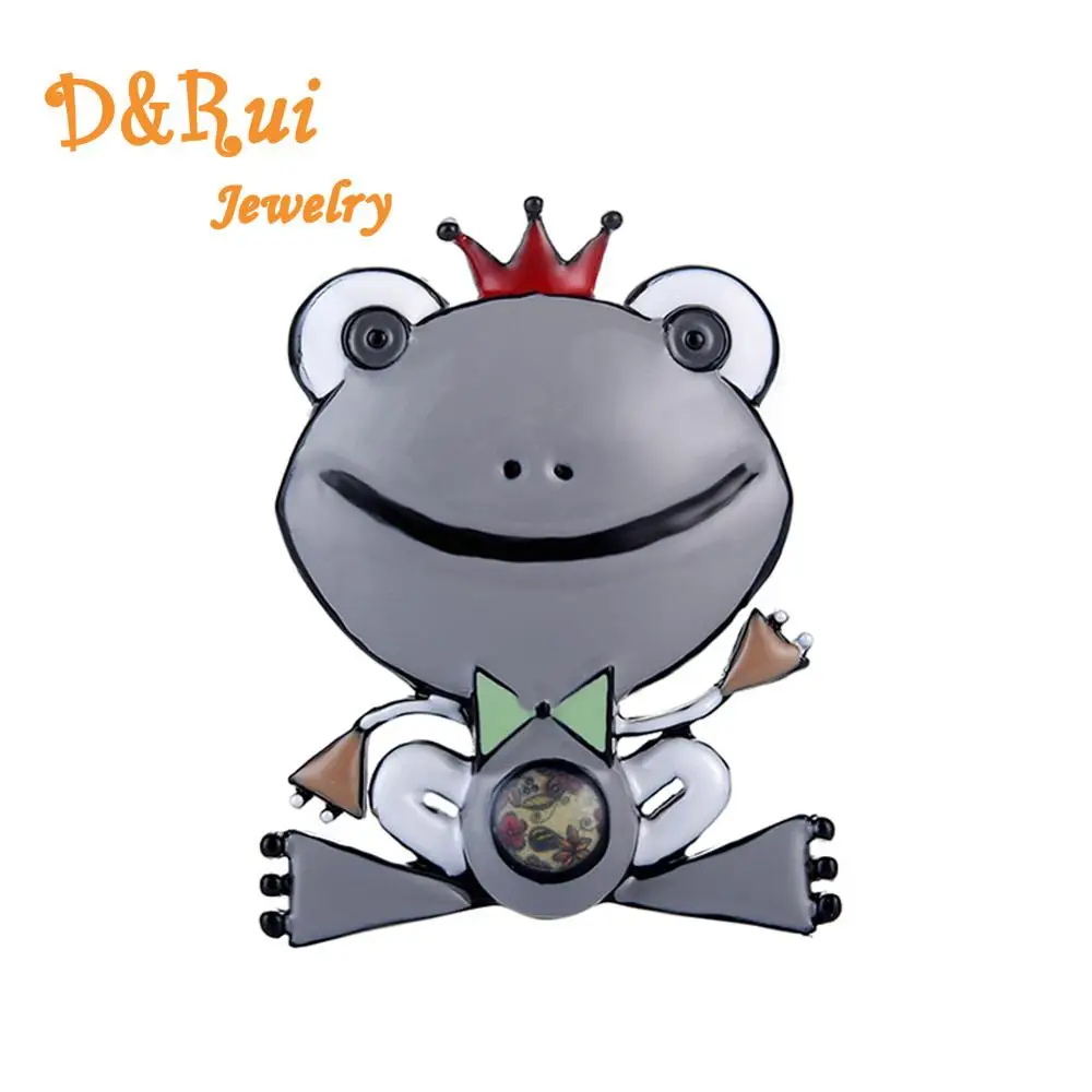 Новинка 2019 металлические эмалированные булавки и броши Cute Frog Prince для женщин
