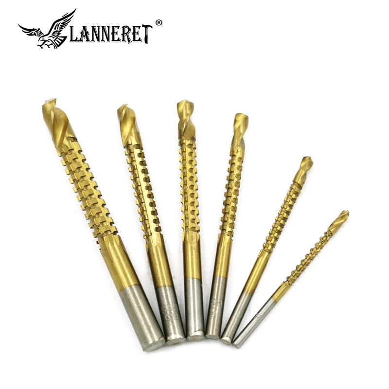 LANNERET 6 шт. 3~ 8 мм HSS спиральное сверло, мощное сверло, высокоскоростное сверло из стали, набор сверл для металла, дерева, рабочий электроинструмент