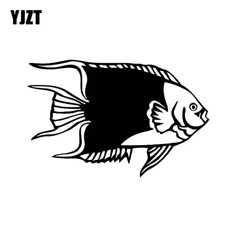 

YJZT, 13 см * 8,4 см, модные виниловые Стикеры для автомобиля с изображением рыбок ангела, Стильные наклейки для автомобиля, черные, серебристые