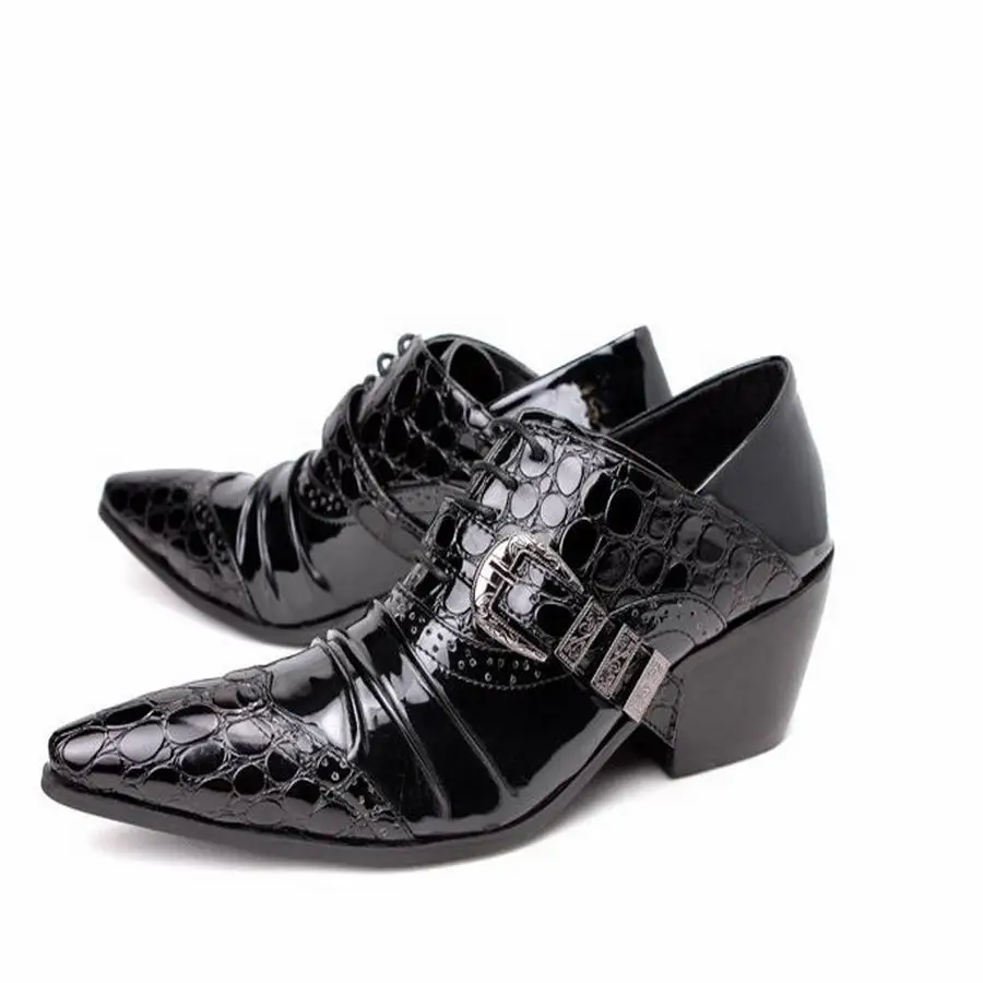 SL43 black Красный Лакированная кожа мужская обувь; Модные слипоны; Туфли-оксфорды для Для мужчин натуральная кожа, для панков сумка с ручками-цепочками официальная Вечеринка свадебные туфли - Цвет: SL43 black
