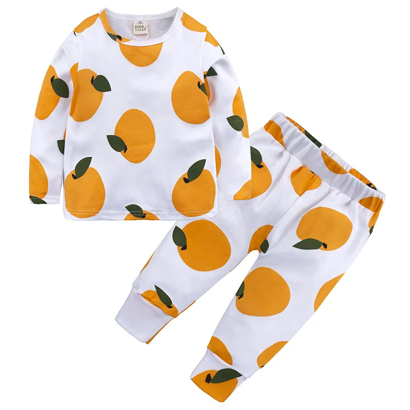 

Children Pajamas Set Spring Autumn Long sleeve+Pant 2Pcs Soft Cotton Pajama Boy Girl Home Clothing Sleepwears Cute Fruit Design