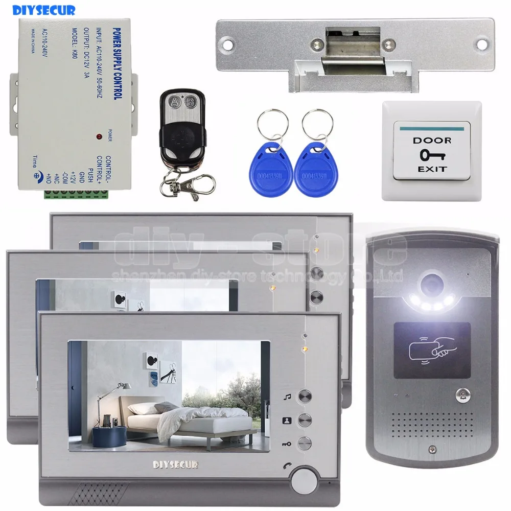 Дверной видеодомофон DIYSECUR Strike Lock дверной звонок дистанционное управление RFID