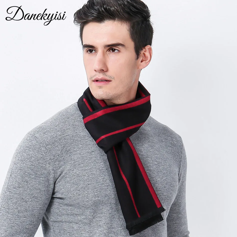 

DANKEYISI Winter Striped Scarf Male Warm Acrylic Men Scarf Oversized Long Blanket Wrap Long Bandana Shawls And Scarves Men 2017