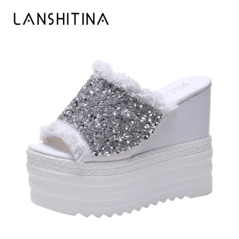 2019 женские летние пляжные шлепанцы обувь на каблуке 13 см Вьетнамки сандалии