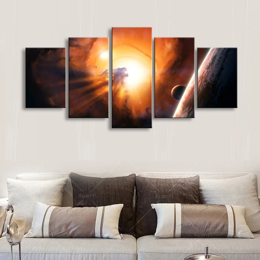 5 pieces high-definition print Nebula canvas oil painting poster and wall art living room picture XY-018 | Дом и сад