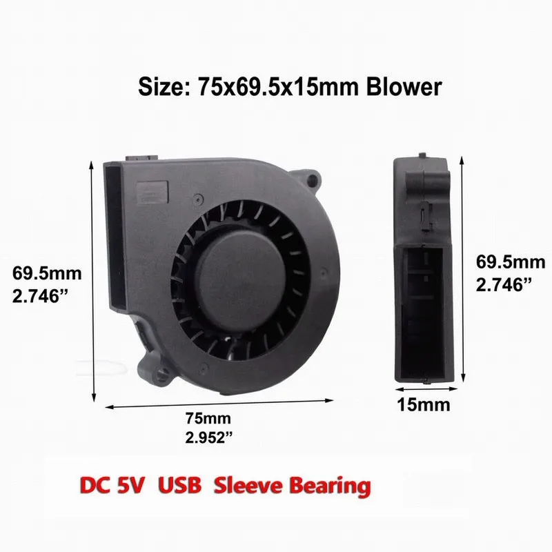 2 шт. Gdstime 5 В USB 75 мм x 15 7515 DC Бесщеточный Охлаждающий вентилятор 7 см 75x15 | Компьютеры
