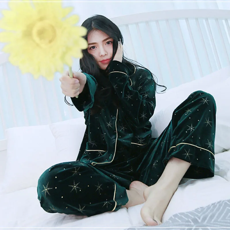 Зимние теплые Для женщин пижамы Наборы для ухода за кожей sleepcoat Мотобрюки леди