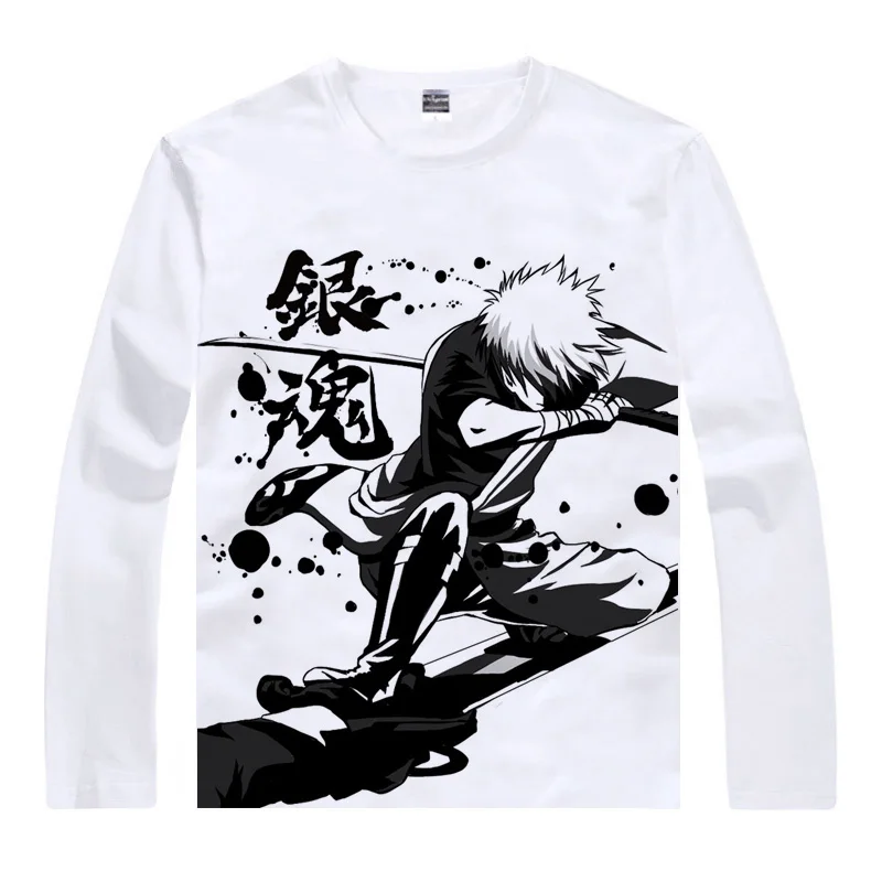 Футболка Coolprint с аниме GINTAMA Джин Тама серебристая душа футболки длинным рукавом
