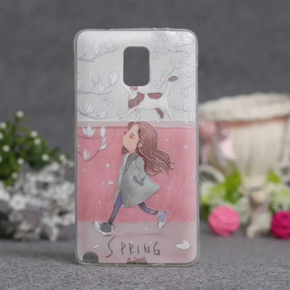 Мягкий чехол из ТПУ с 3D рисунком для Samsung Galaxy Note 4 N9100 силиконовая задняя крышка