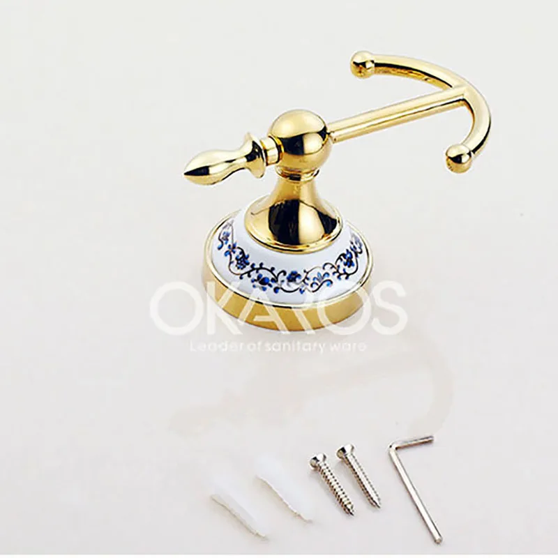 Крючок для халата OKAROS крючок одежды хромированный Золотой полотенец из