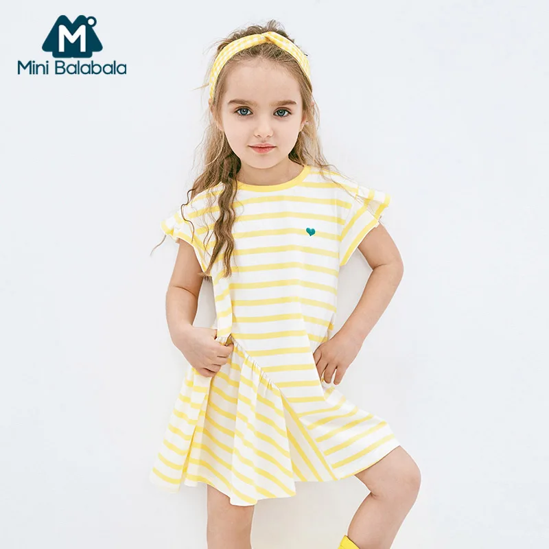 MinibalabalaGirls/платье; Новинка г.; летние детские длинные платья для девочек; детская одежда в полоску из мягкого хлопка