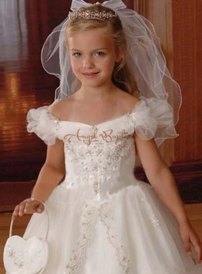 Пышное Бальное платье белого цвета/цвета слоновой кости с бусинами кружевные