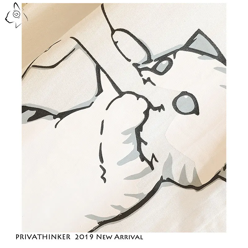 Privathinker повседневное хлопковое пальто с карманом 2019 кошачья надпись рубашка