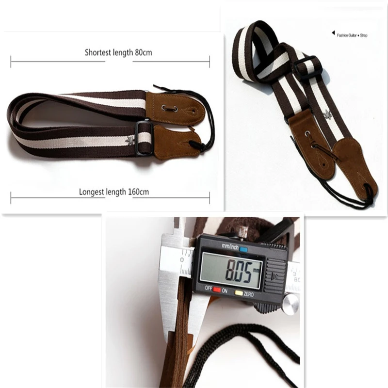 SOACH White stripes straps Acoustic Guitar black Strap Belt Adjustable Nylon colors Leather Ends For Guitars | Спорт и развлечения