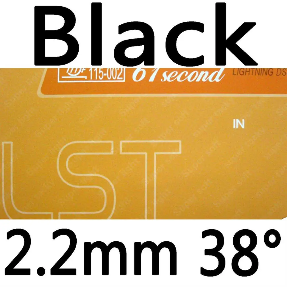 black 2.2mm H38 61second молния DS LST супер липкий Прыщи В Резина с губкой на ракетки для настольного тенниса - Цвет: black 2.2mm H38
