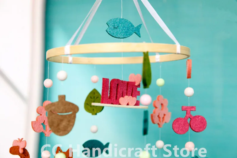 DIY милые лесные животные парк ветряные колокольчики детская кровать украшения Войлок комплект для животных Настенный декор Войлочная игрушка Aeolian Bell Набор для рукоделия