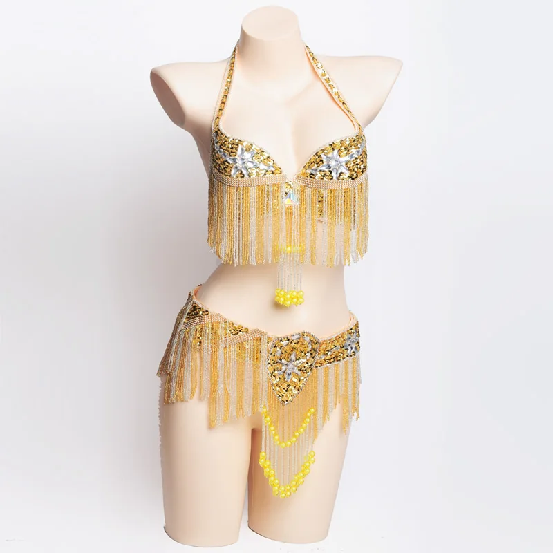 Женский костюм для танца живота откровенный с бахромой пояс бюстгальтером