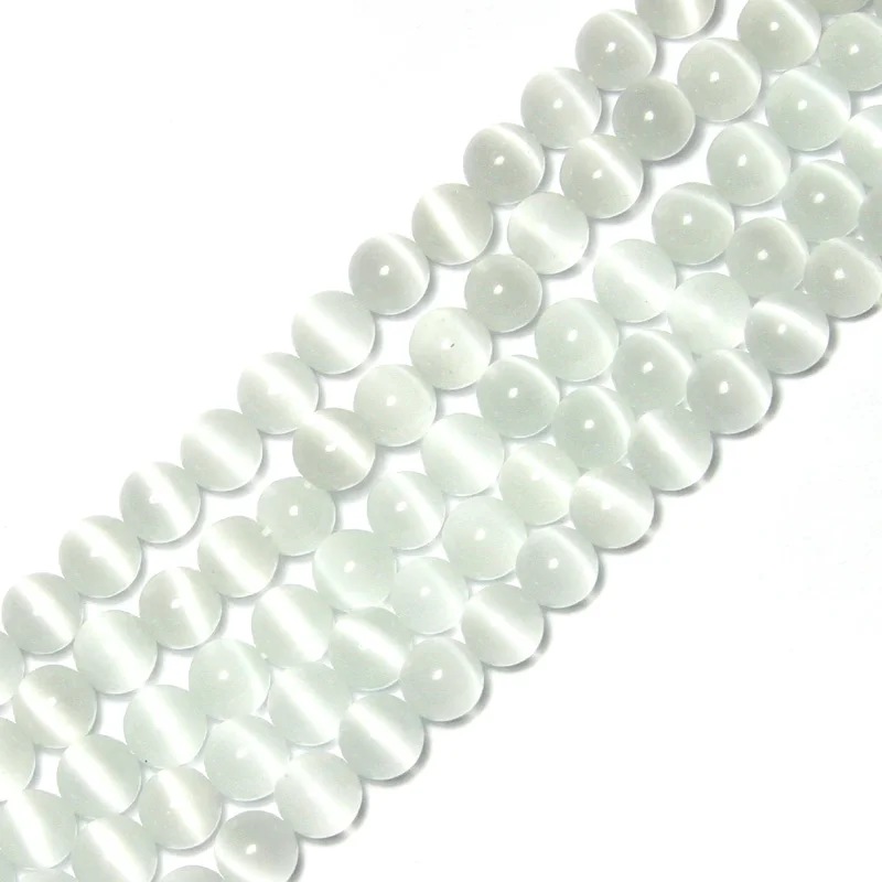 Круглые Хрустальные белые бусины кошачий глаз DIY свободные разделительные для