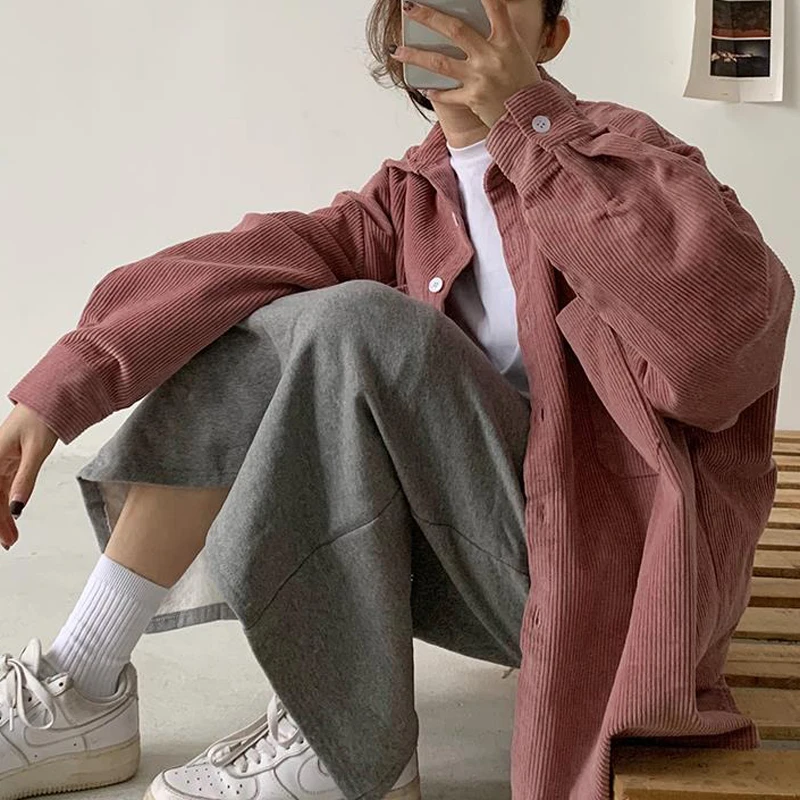 Куртка женская вельветовое пальто 2019 Женская короткая верхняя одежда Harajuku