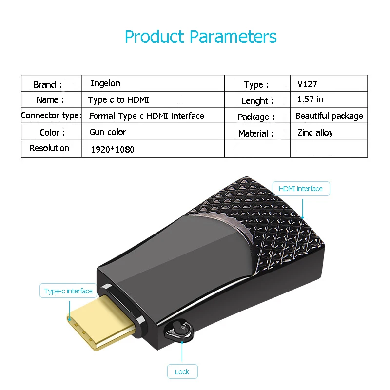 

Ingelon USB C HDMI Cable Type C to HDMI Thunderbolt 3 Adapter for MacBook Samsung Galaxy S9/S8 Note 9 Huawei P20 Pro USB-C HDMI