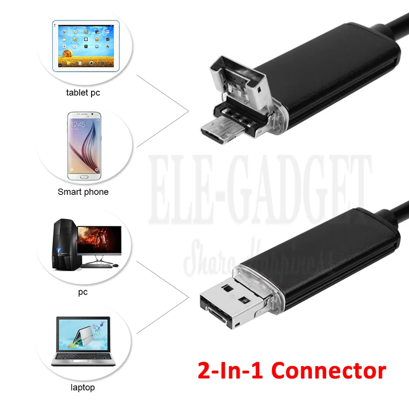 Водонепроницаемая камера эндоскоп на Android 5 мм 2 10 м разъем в 1 OTG USB Бороскоп для