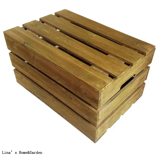 Ручной работы деревенский твердый деревянный планка ящик с крышкой - Цвет: light brown