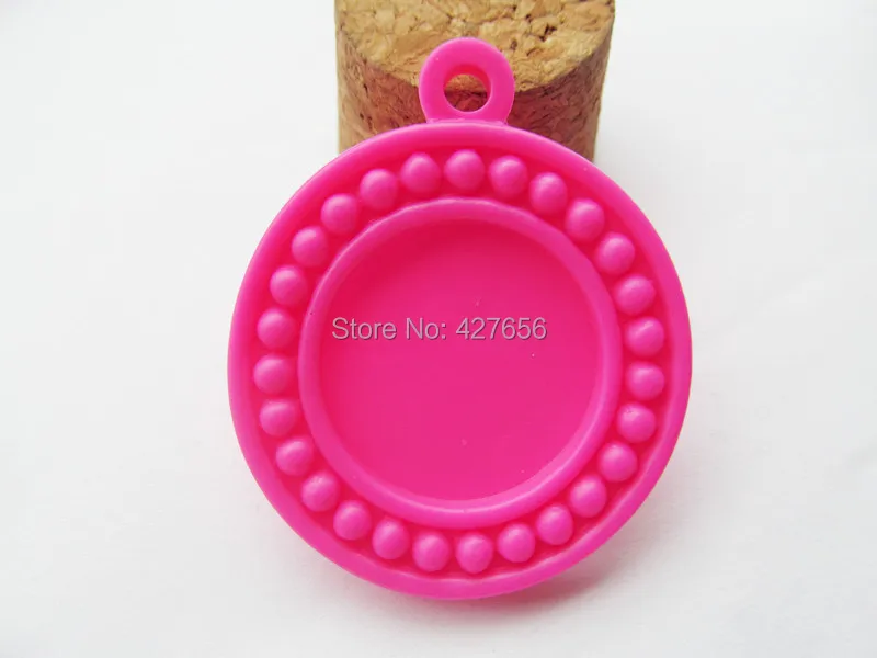 10pcs Pink/Hot Pink/Light Blue Flatback Resin Round Charm Finding Beads Border Base Setting Tray Bezel for 25mm Cabochon/Cameo | Украшения